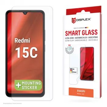 e.v.i. DISPLEX Smart Glass apsauginis stiklas, skirtas Xiaomi Redmi 15C (modelis 02198)