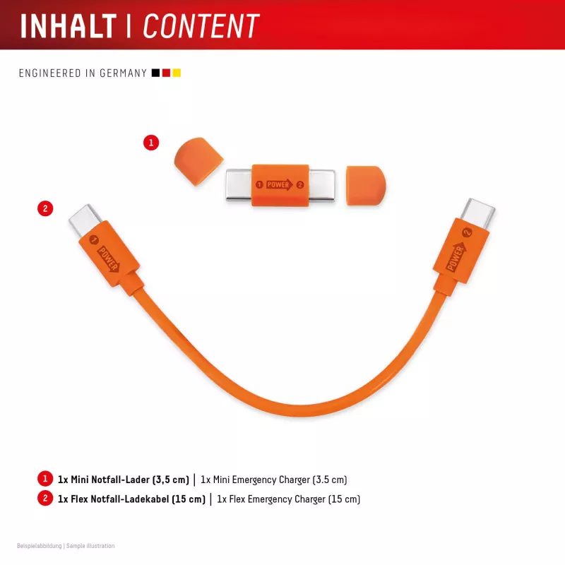 Displex avarinis telefonų įkroviklis, USB-C į USB-C, mini kištukas + lanksti laidinė, kompaktiškas 2 vnt. rinkinys