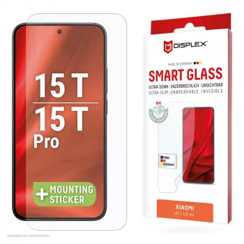 Apsauginis stiklas Displex Smart Glass (9H) Xiaomi 15T / 15T Pro, su montavimo lipduku, skaidrus