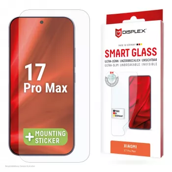 Displex Smart Glass apsauginis stiklas Xiaomi 17 Pro Max (9H), su montavimo lipduku, skaidrus, 1 vnt.