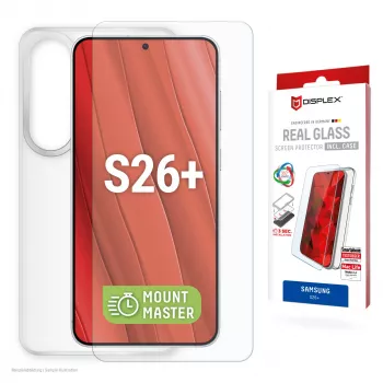 Displex apsauginis stiklas Samsung S26+ su dėklu, atsparus įbrėžimams
