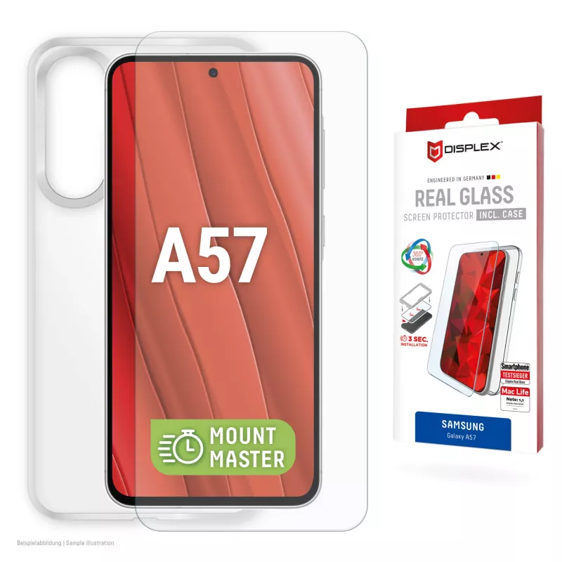 Displex apsauginis stiklas Samsung A57 su dėklu, atsparus įbrėžimams