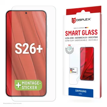 Apsauginis stiklas Displex Smart Glass (9H) Samsung Galaxy S26+, skaidrus, sausas klijavimas, 1 vnt.
