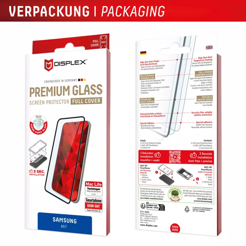 Displex Premium apsauginis stiklas Samsung A57 (Full Cover, 10H)