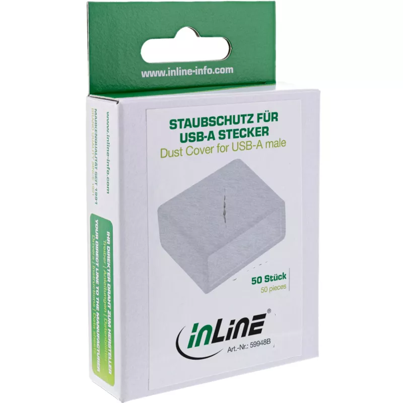 InLine Dust Cover apsauginis dangtelis USB-A kištukui, baltas, 50 vnt.