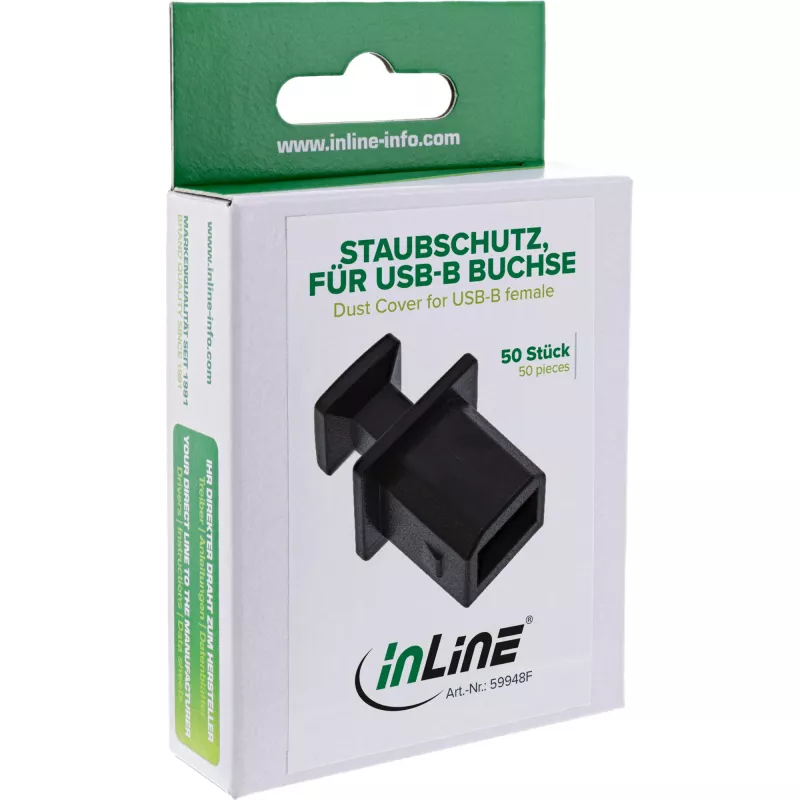 InLine Dust Cover USB-B lizdui, juoda, 50 vnt.