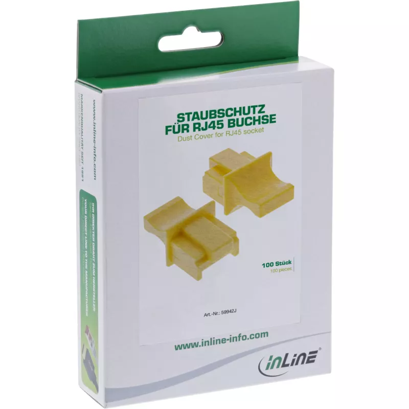 InLine 59942J Dulkėms atsparus RJ45 lizdo dangtelis, geltonas, 100 vnt.
