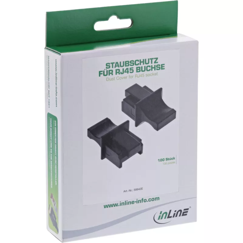 InLine dulkių dangteliai RJ45 moteriškai jungčiai, juodi, 100 vnt., 59942E