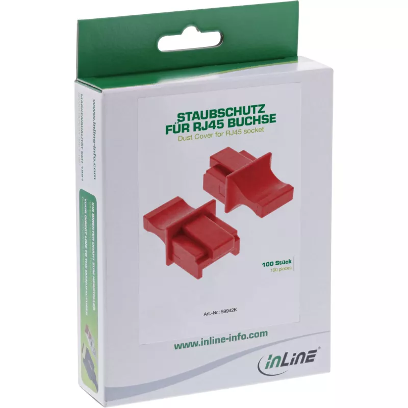 InLine Dulkėms atsparus RJ45 lizdo dangtelis, raudonas, 100 vnt.
