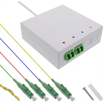 InLine FTTH prijungimo dėžutė su jau sumontuotu 4x LC/APC 9/125µm 50m kabeliu