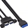 InLine 33390K Vidinė USB 3.2 Gen.1 jungtis, pagrindinė plokštė prie 2x USB-A lizdų, 0,45 m