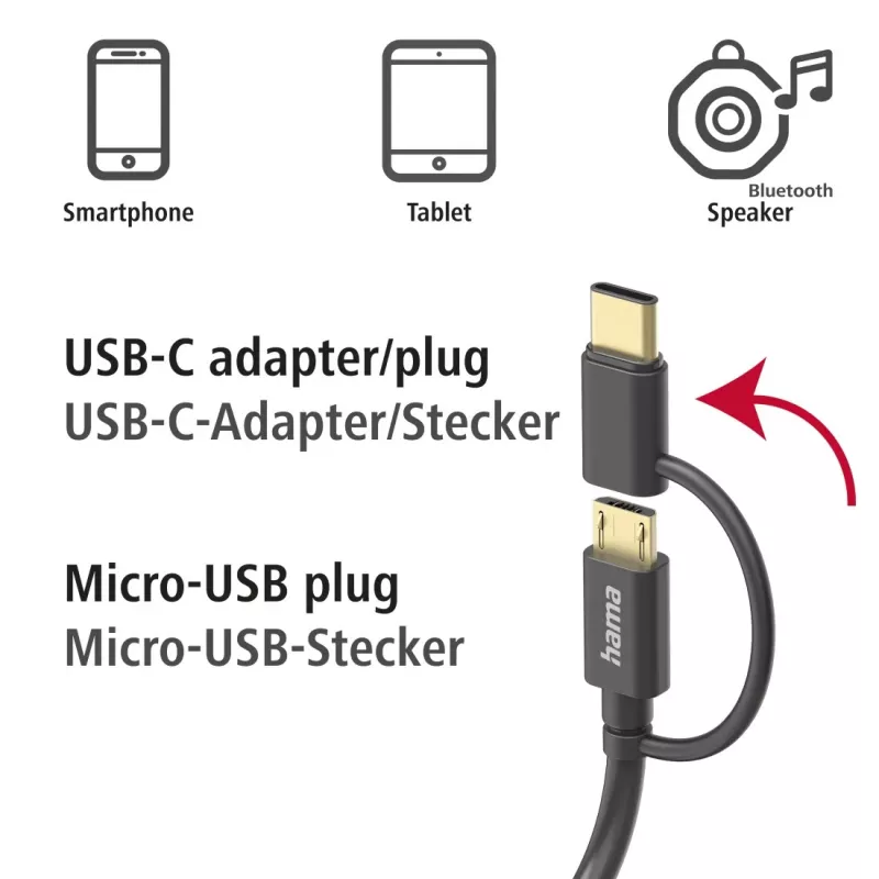 Hama 00201533 USB kabelis USB 2.0 1 m USB A Micro-USB B juodas