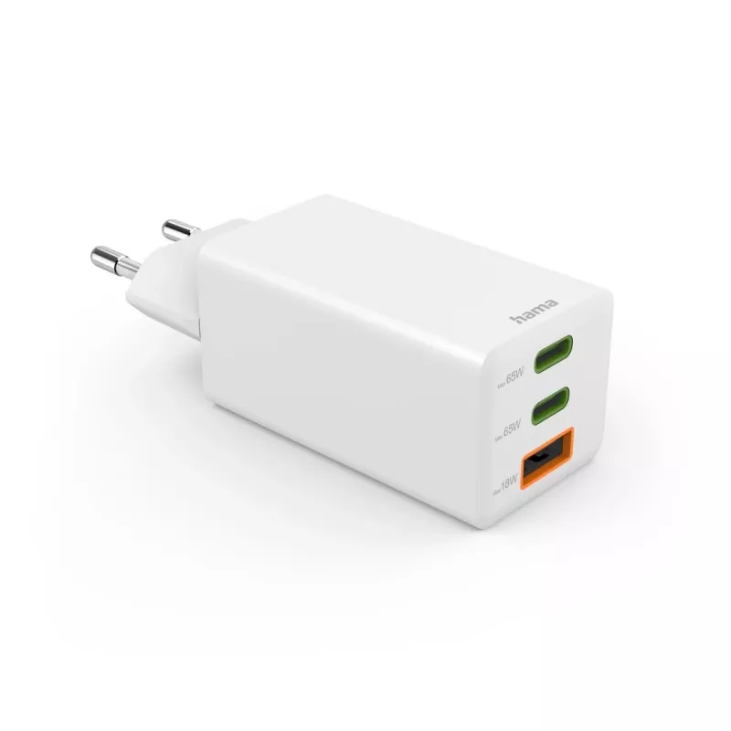Hama 00125142 universalus greitasis 65 W įkroviklis su trimis USB prievadais, baltas
