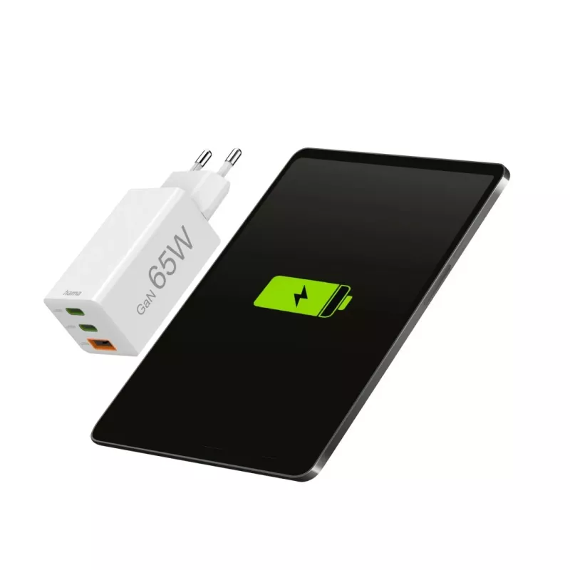 Hama 00125142 universalus greitasis 65 W įkroviklis su trimis USB prievadais, baltas