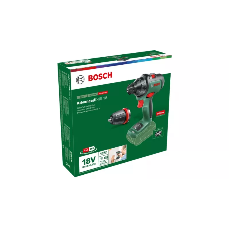 Bosch AdvancedDrill 18 belaidis gręžtuvas-suktuvas 1350 aps./min., be rakto griebtuvas, 1 kg, žalias