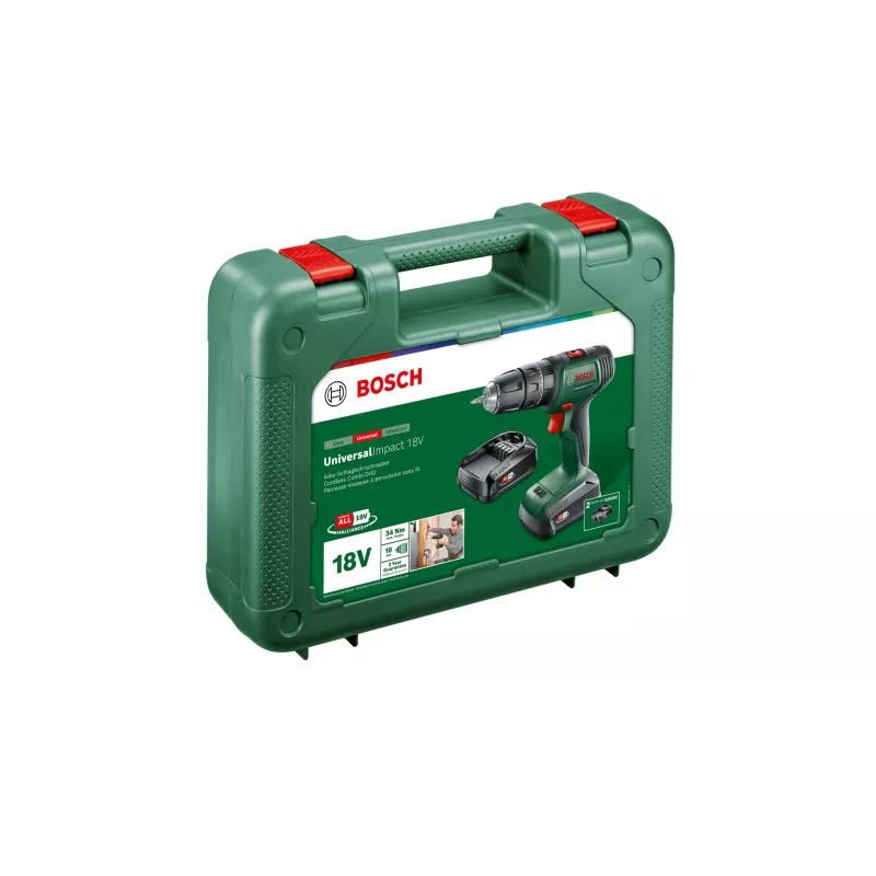 Bosch UniversalImpact 18V gręžtuvas-suktuvas 1450 RPM be raktelio 1,3 kg juoda, žalia, raudona