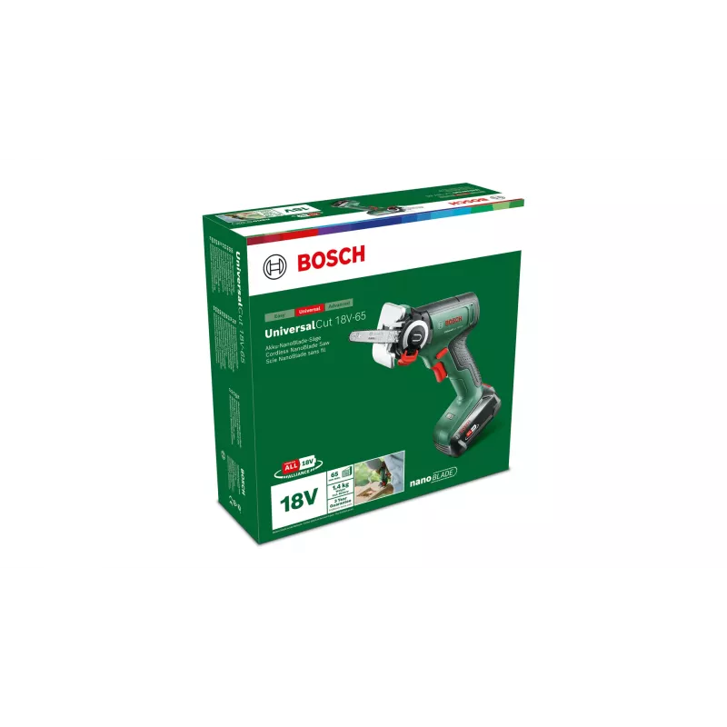 Bosch UniversalCut 18V-65 akumuliatorinis sodo pjūklas su akumuliatoriumi ir įkrovikliu, 06033D5202