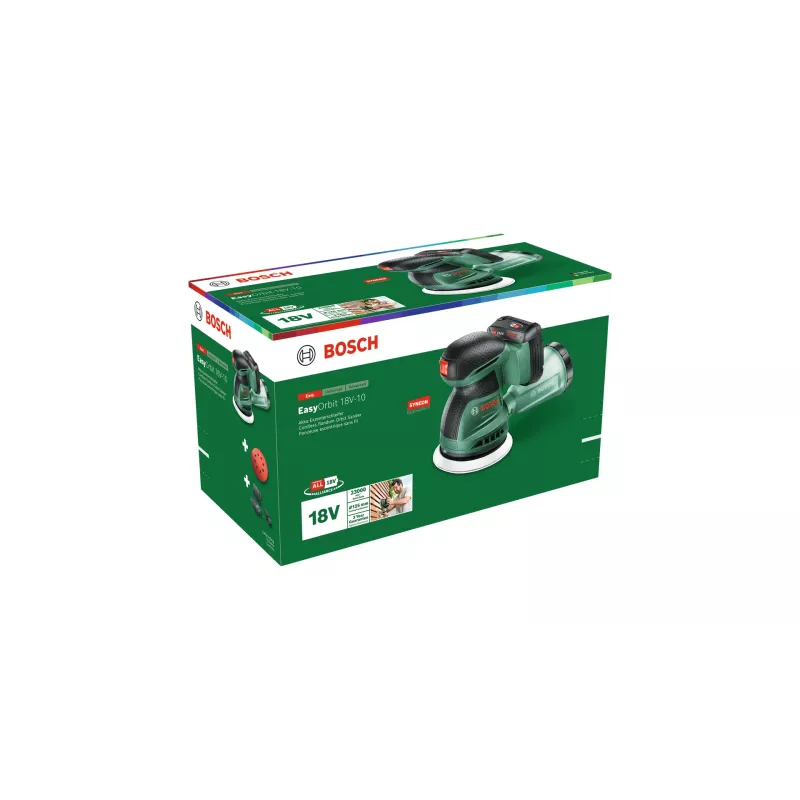 Bosch EasyOrbit 18V-10 orbitinis šlifuoklis 23000 OPM juoda, žalia
