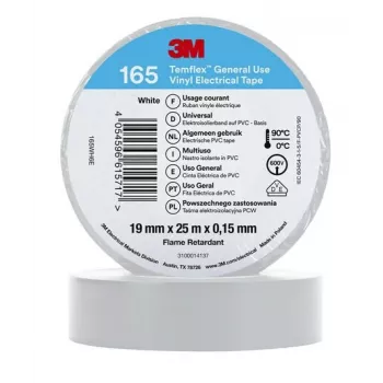 3M 165WH6E elektros izoliacinė juosta, balta, 1 vnt.