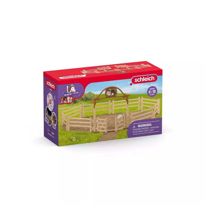 schleich HORSE CLUB Gardas su įėjimo vartais, žaislinė figūrėlių tvora, 5 m., Arklių arklidė, Arkliai, Smėlio, Ruda