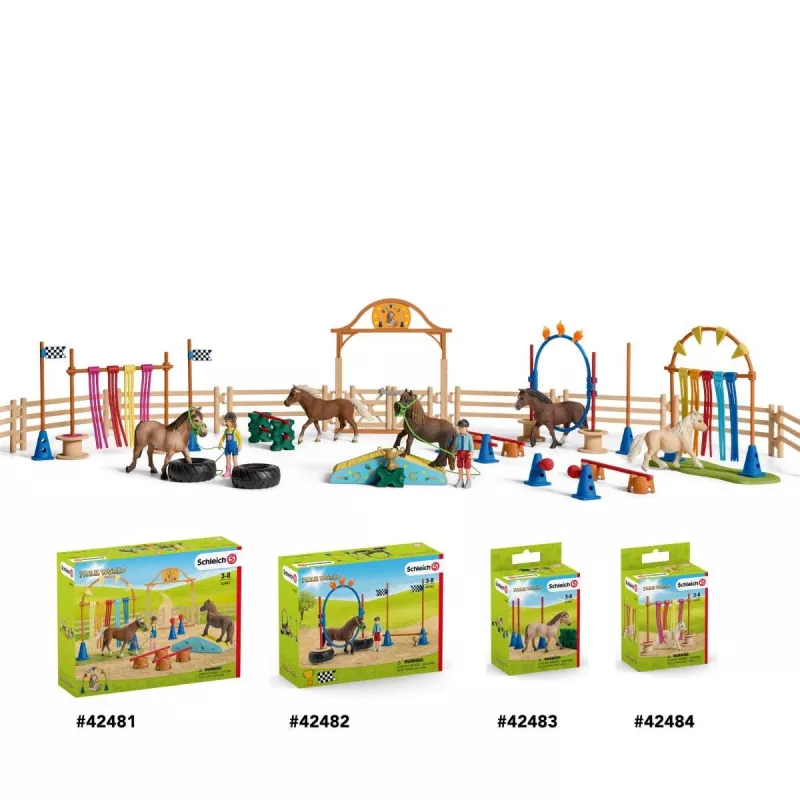 Schleich Pony Agility treniruotės rinkinys, įvairiaspalvis, plastikinis