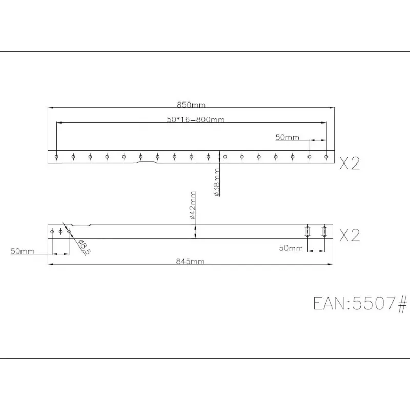 Multibrackets M Prailginimo vamzdis lubiniam laikikliui juodas 3000 mm