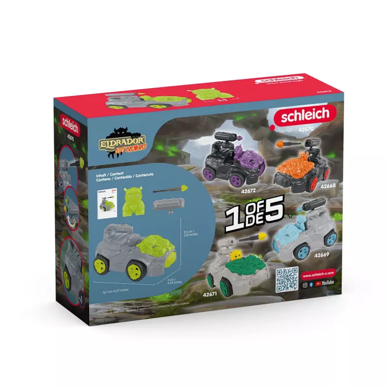 Žaislinė transporto priemonė Schleich ELDRADOR CREATURES Stone CrashMobile su MINI CREATURE figūrėle, 7–12 metų