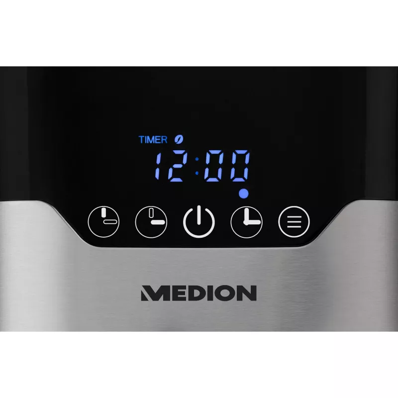 Kavos virimo aparatas MEDION MD 18458, pusiau automatinis, lašinis, 1,2 l, 900 W, juodas su nerūdijančiu plienu