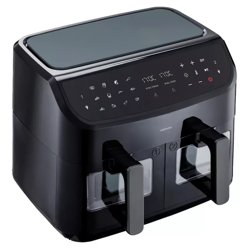 MEDION LIFE P20 Double 8.7 L 2600 W Juoda karšto oro gruzdintuvė su dviem krepšeliais