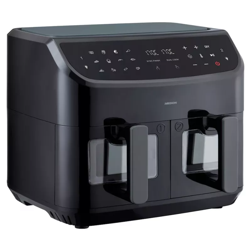 MEDION LIFE P20 Double 8.7 L 2600 W Juoda karšto oro gruzdintuvė su dviem krepšeliais