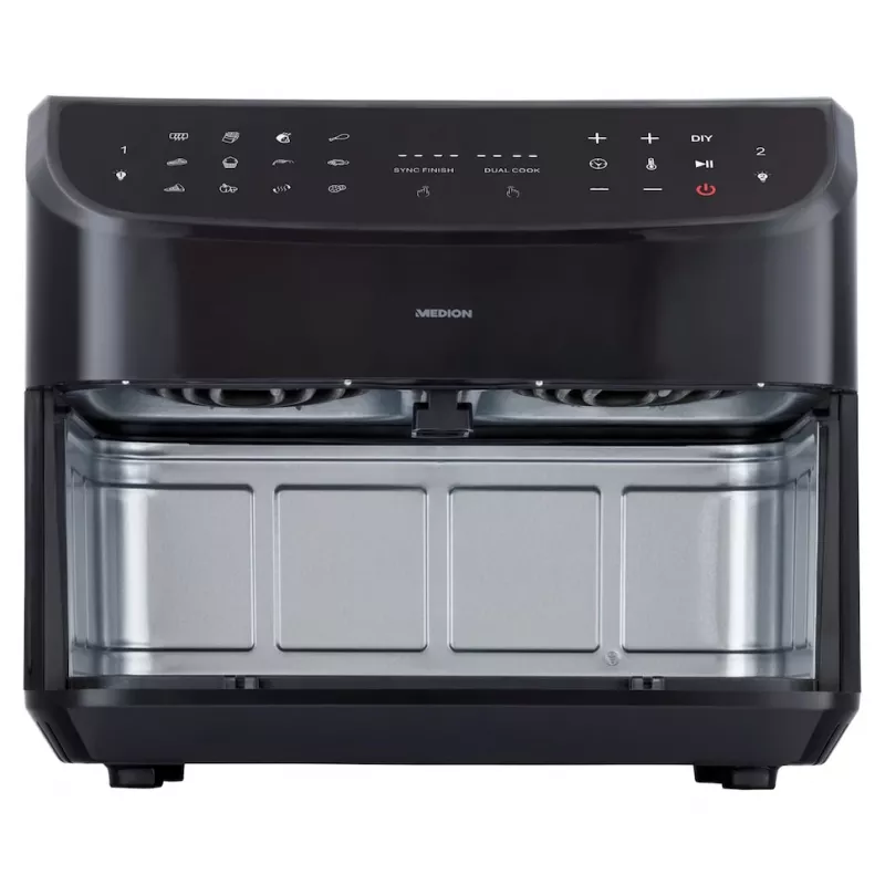 MEDION LIFE P20 Double 8.7 L 2600 W Juoda karšto oro gruzdintuvė su dviem krepšeliais