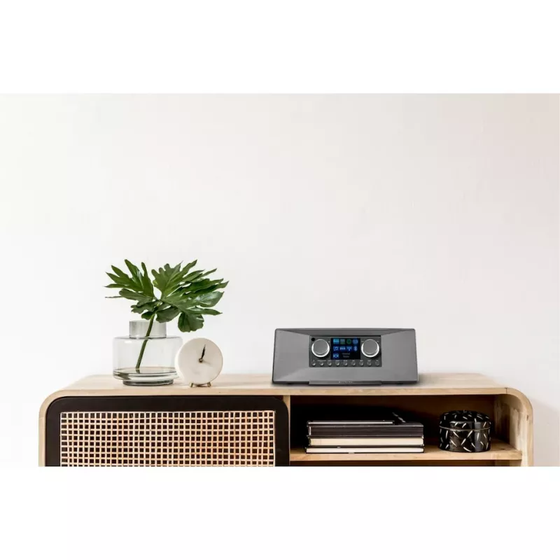 Internetinis radijas MEDION LIFE P85333 — DAB+ / FM, 12 W RMS, 2,8 colio TFT, Wi‑Fi 802.11a/b/g, 3,5 mm lizdas, pilka spalva