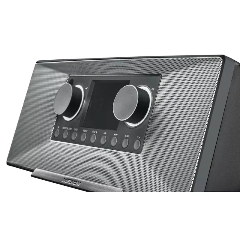 Internetinis radijas MEDION LIFE P85333 — DAB+ / FM, 12 W RMS, 2,8 colio TFT, Wi‑Fi 802.11a/b/g, 3,5 mm lizdas, pilka spalva