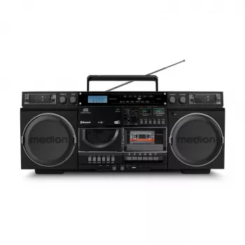 Muzikos sistema MEDION LIFE P66538 – 20 W, 2 krypčių garsiakalbiai, DAB+/FM/PLL, Bluetooth, LCD ekranas, juoda