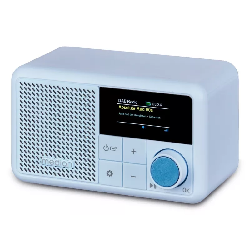 Nešiojamas skaitmeninis radijas MEDION LIFE S66822, DAB+/FM, Bluetooth, USB, AUX, IPX1, akvamarino spalva