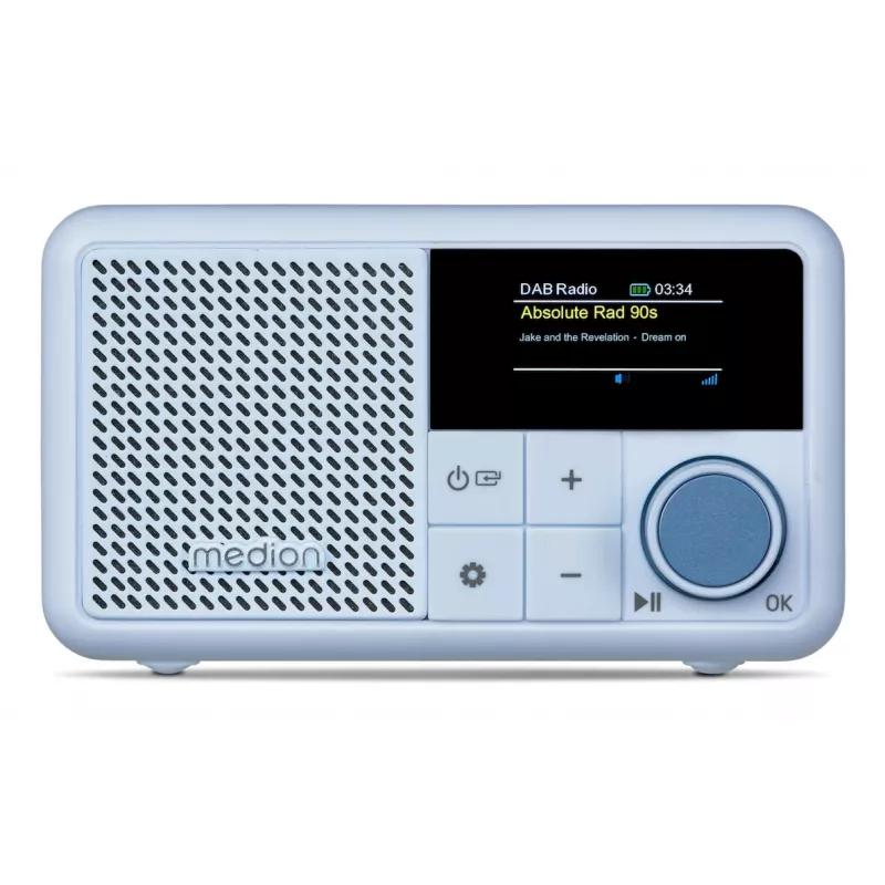 Nešiojamas skaitmeninis radijas MEDION LIFE S66822, DAB+/FM, Bluetooth, USB, AUX, IPX1, akvamarino spalva