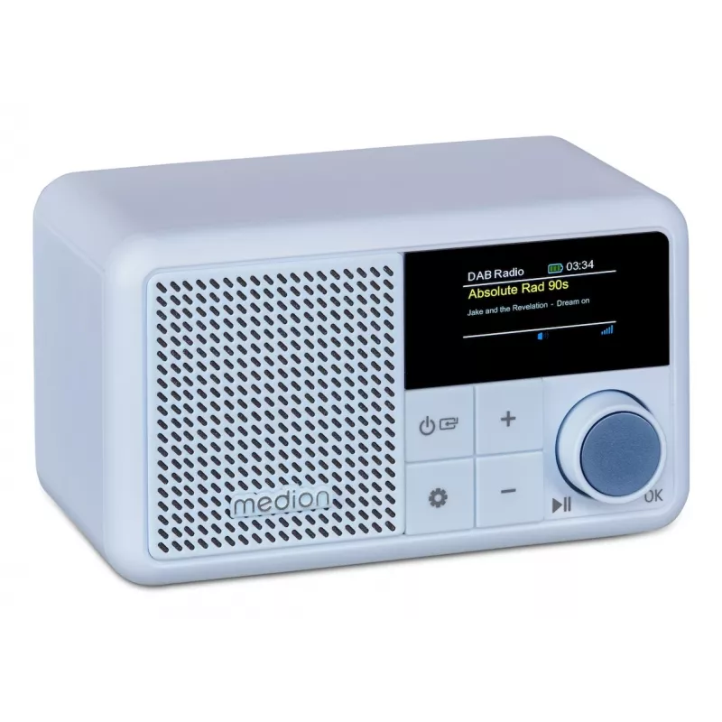 Nešiojamas skaitmeninis radijas MEDION LIFE S66822, DAB+/FM, Bluetooth, USB, AUX, IPX1, akvamarino spalva