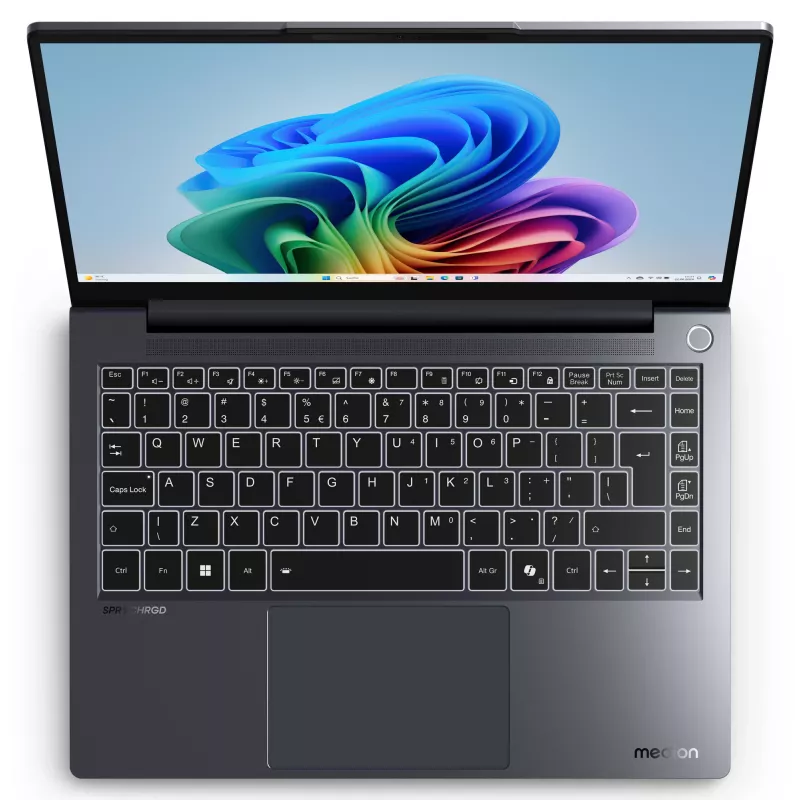 Nešiojamas kompiuteris MEDION SPRCHRGD 14 S1 Elite MD62637 Snapdragon X1E-78-100 35,6 cm (14 colių) WQXGA+ 16 GB LPDDR5-SDRAM 512 GB SSD Wi-Fi 6E (802.11ax) Windows 11 Home JAV anglų Pilka