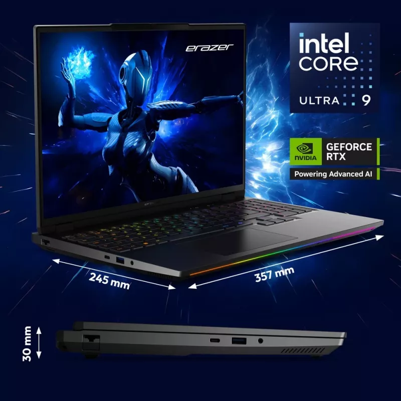 Nešiojamas kompiuteris Erazer Beast 16 X1 16 colių Intel Core Ultra 9 275HX 32GB 2TB NVIDIA RTX 5090 Windows 11