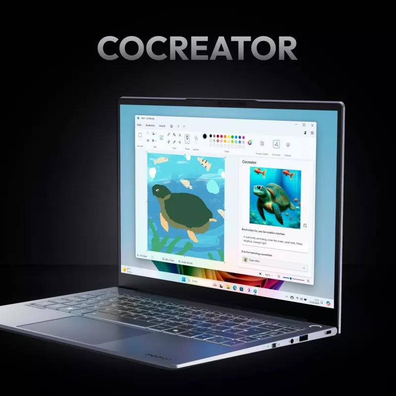 MEDION SPRCHRGD 14 S2 Copilot+ nešiojamas kompiuteris Intel Core Ultra 5 228V, 35,6 cm (14 colių) WQXGA+, 32 GB LPDDR5x, 512 GB SSD, Wi-Fi 7, Windows 11 Home, juodas