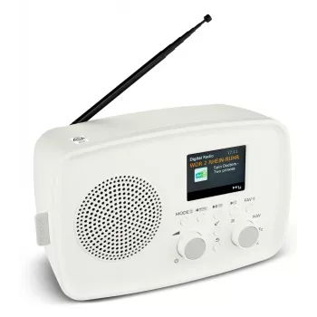 Asmeninis radijas MEDION MD89288 — DAB+ / FM, 5 W RMS, TFT 2,4 colio (6,1 cm), baltas, AC 100–240 V