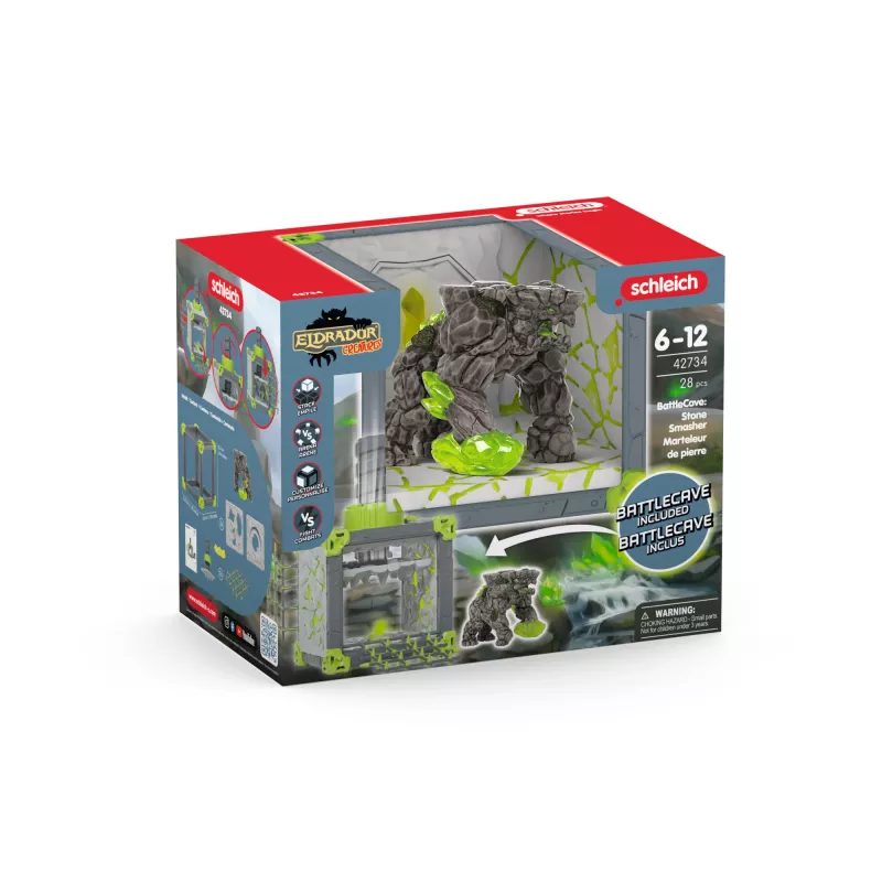 schleich ELDRADOR CREATURES BattleCave Stone Smasher – Veiksmo ir nuotykių figūrėlė su akmeniniu kumščiu