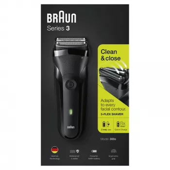 Braun Series 3 300s folijos skustuvas su trimeriu juodas