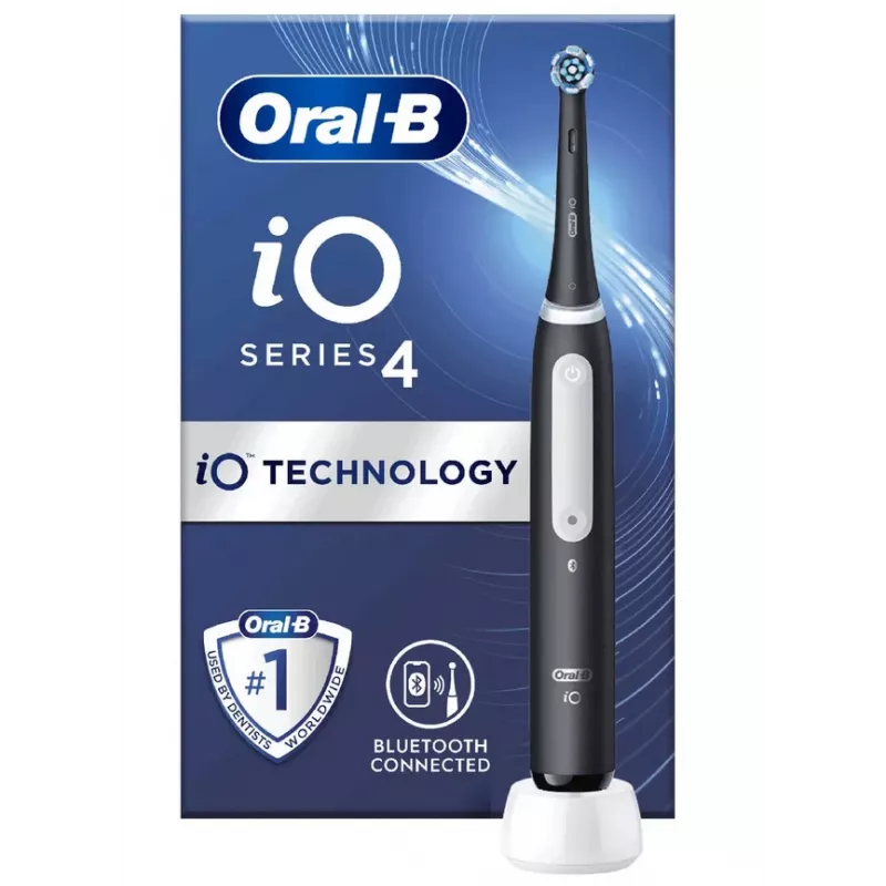 Oral-B iO 4 suaugusiųjų sukamoji dantų šepetėlis Juoda