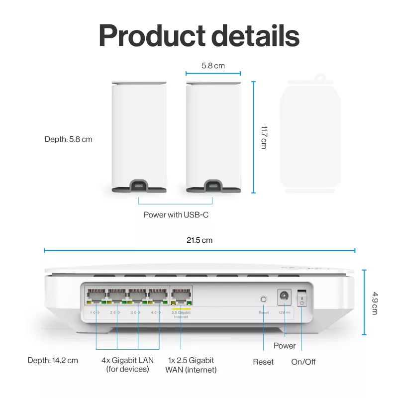 Linksys Velop Micro 6 tinklo sistema – Dviejų juostų WiFi 6 AX3000 (3 vnt.)