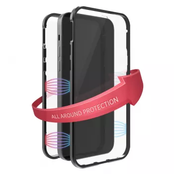 Hama 360° Glass dėklas iPhone 14 15,5 cm (6,1 colio) Juodas, permatomas