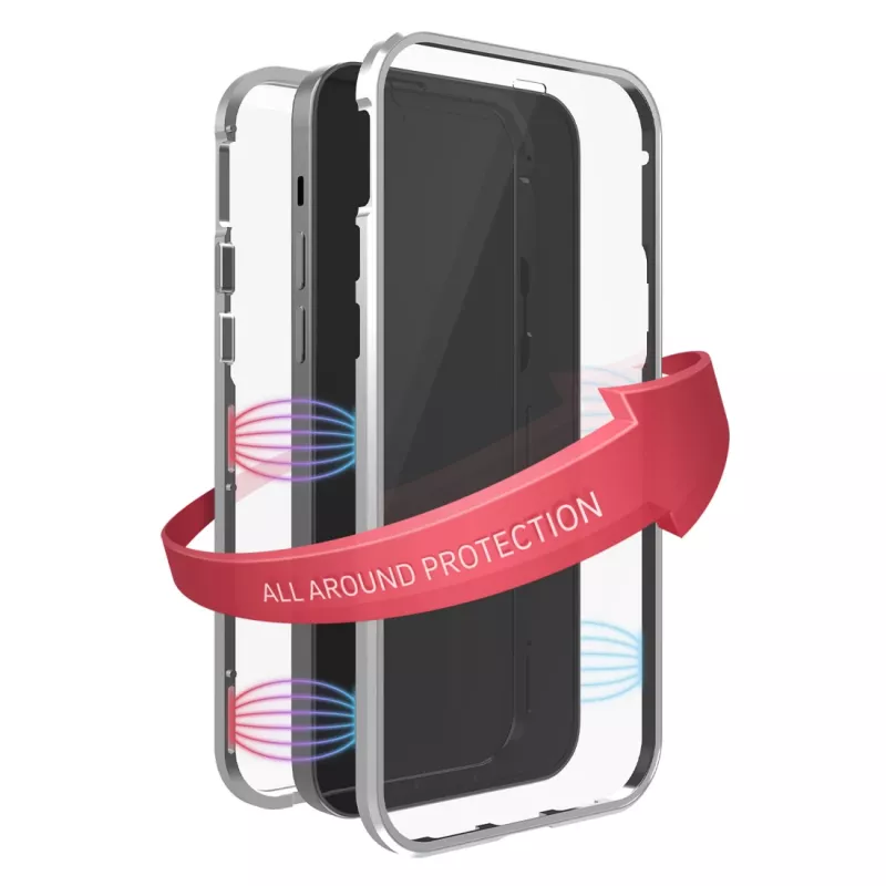 Hama 360° stiklinis telefono dėklas sidabrinis permatomas iPhone 14 Pro Max