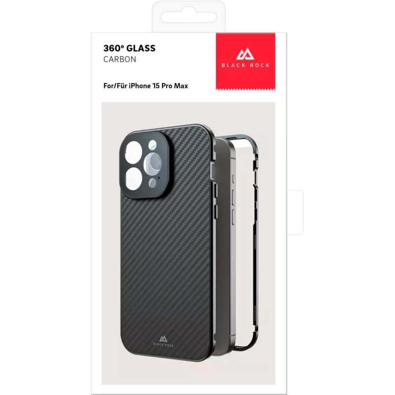 Hama 360° stiklinis dėklas iPhone 15 Pro Max 17 cm (6.7 colio) – anglies raštas