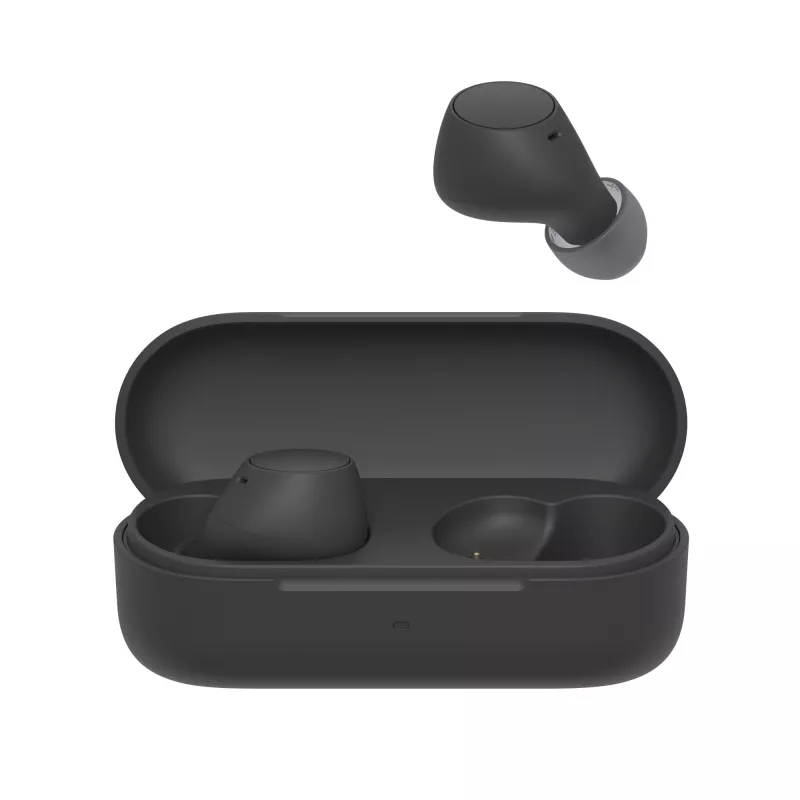 Ausinės Sony WF-C510 belaidės ausinės (į ausį), Bluetooth 5.3, IPX4, 6 mm tvarkyklės, 22 h baterija (su dėklu) — Juodos