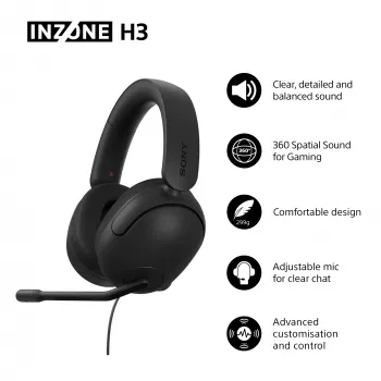 Laidinės ausinės su mikrofonu Sony INZONE H3 — juodos, modelis MDRG300B.CE7